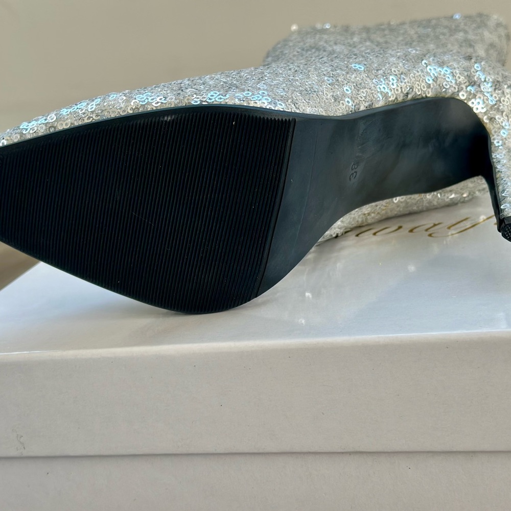 Women’s Sequins Stiletto Pointed Ankle Boots New in Box US 8 - Picture 8 of 14